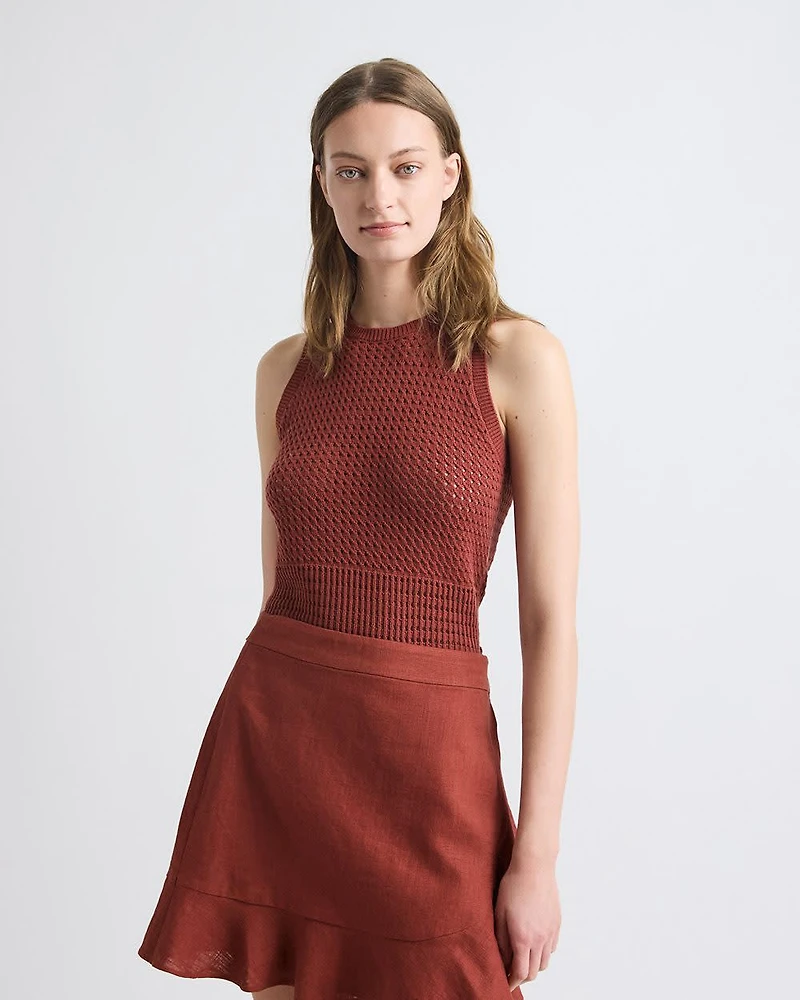 Sleeveless Short Crochet Sweater