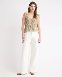 Blouse Sans Manches à Coupe Empire Col en U Volants