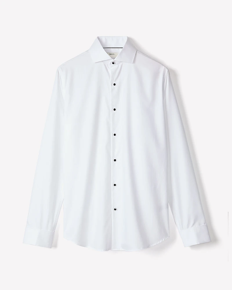 White Tailored Fit Tuxedo Shirt with French Cuffs
