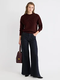 Long-Sleeve Crew-Neck Bow Sweater