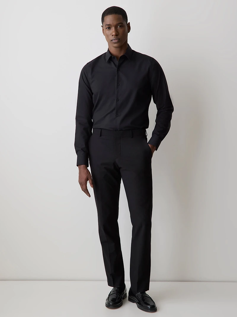 Tailored-Fit Solid Twill Dress Shirt