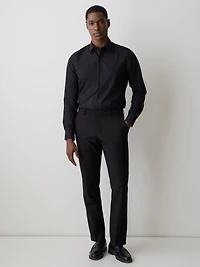 Tailored-Fit Solid Twill Dress Shirt