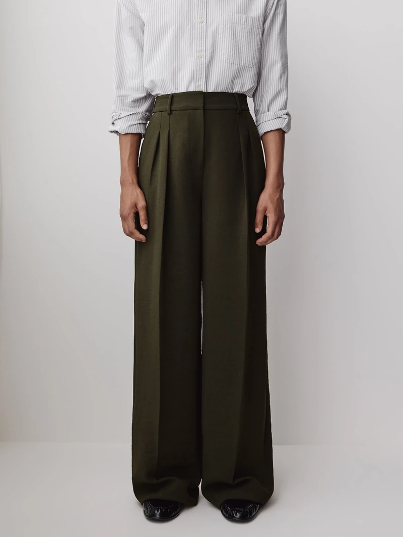 Pantalon à Jambe Large et Taille Haute