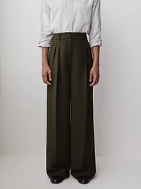 Pantalon à Jambe Large et Taille Haute