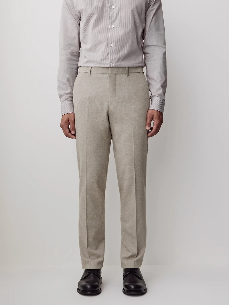 Pantalon en Sergé Brossé Avoine à Coupe Étroite