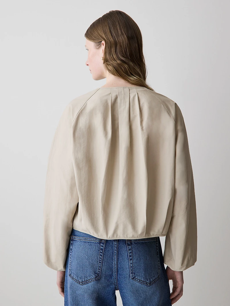 Short Twill Jacket with Cinched Waist