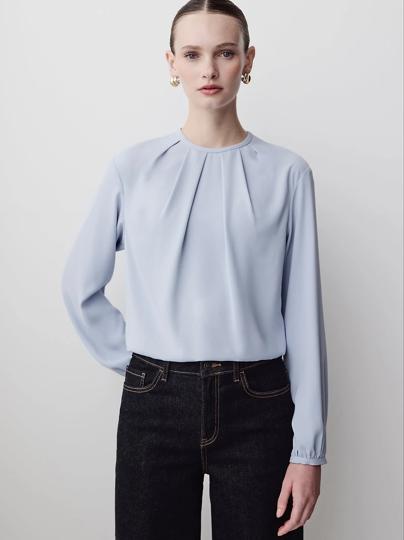 Long-Sleeve Crew-Neck Blouse