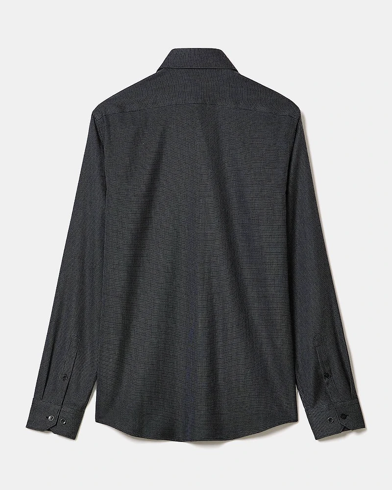 Chemise Habillée à Coupe Étroite en Dobby Micro Motif de Carrés