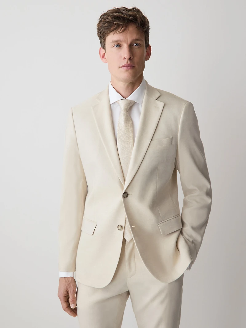 Slim Fit Stretch Linen Blazer