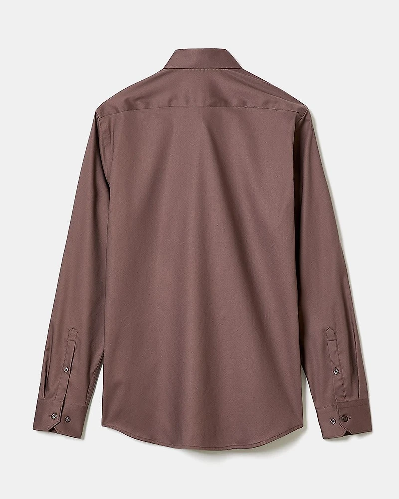 Slim-Fit Solid Sateen Dress Shirt