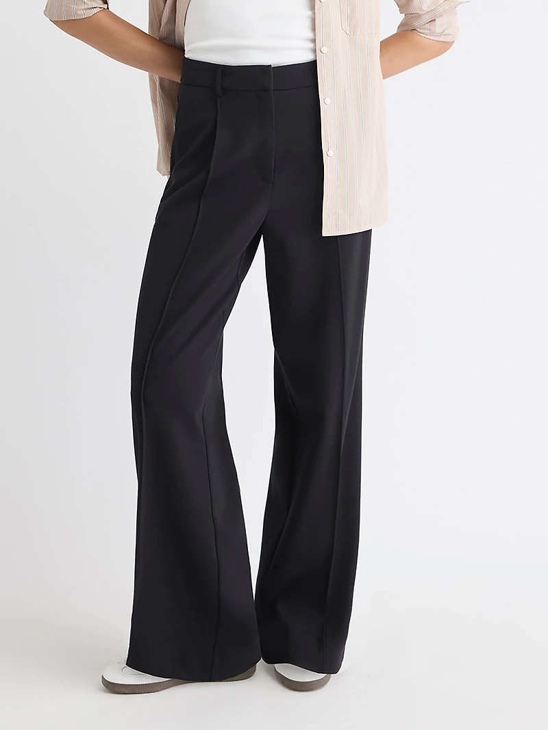 Black High-Rise Wide-Leg Knit Pant