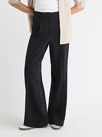 Black High-Rise Wide-Leg Knit Pant