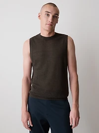 Pull Sans Manches à Col Rond en Mélange de Lin