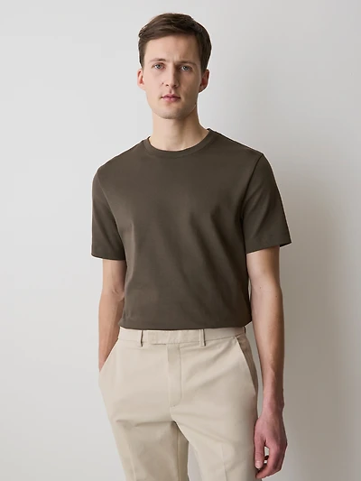 T-Shirt Uni à Manches Courtes et Col Rond