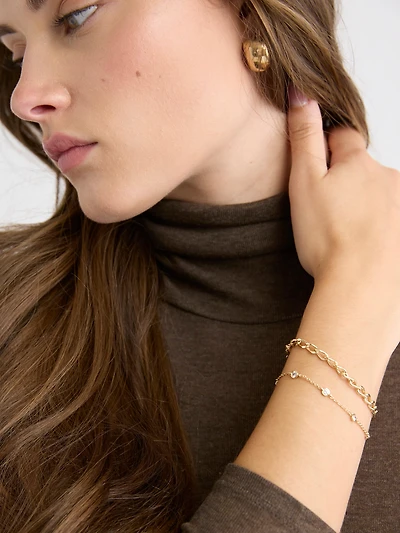 Bracelets Chaînes Dorées - Ensemble de 2