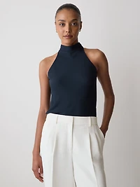 Blouse à Col Licou en Crêpe Soyeux