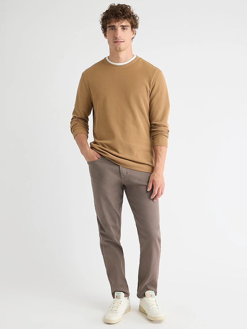 T-Shirt Gaufré à Manches Longues et Col Rond