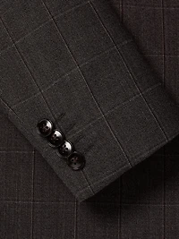 Slim-Fit Checkered Grey Wool Suit Blazer