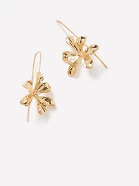 Golden Earrings with Flower Pendants