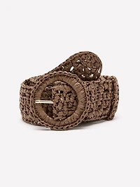 Ceinture en Raphia Non Extensible avec Boucle Ronde