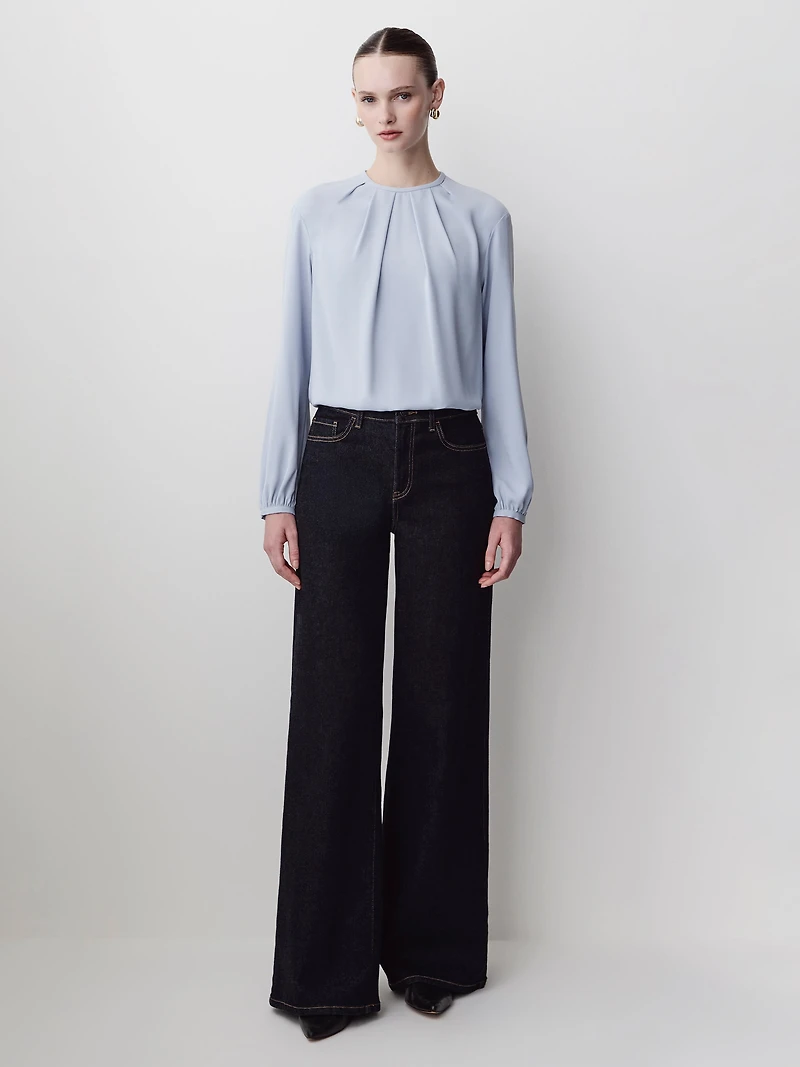 Long-Sleeve Crew-Neck Blouse