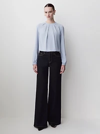 Long-Sleeve Crew-Neck Blouse