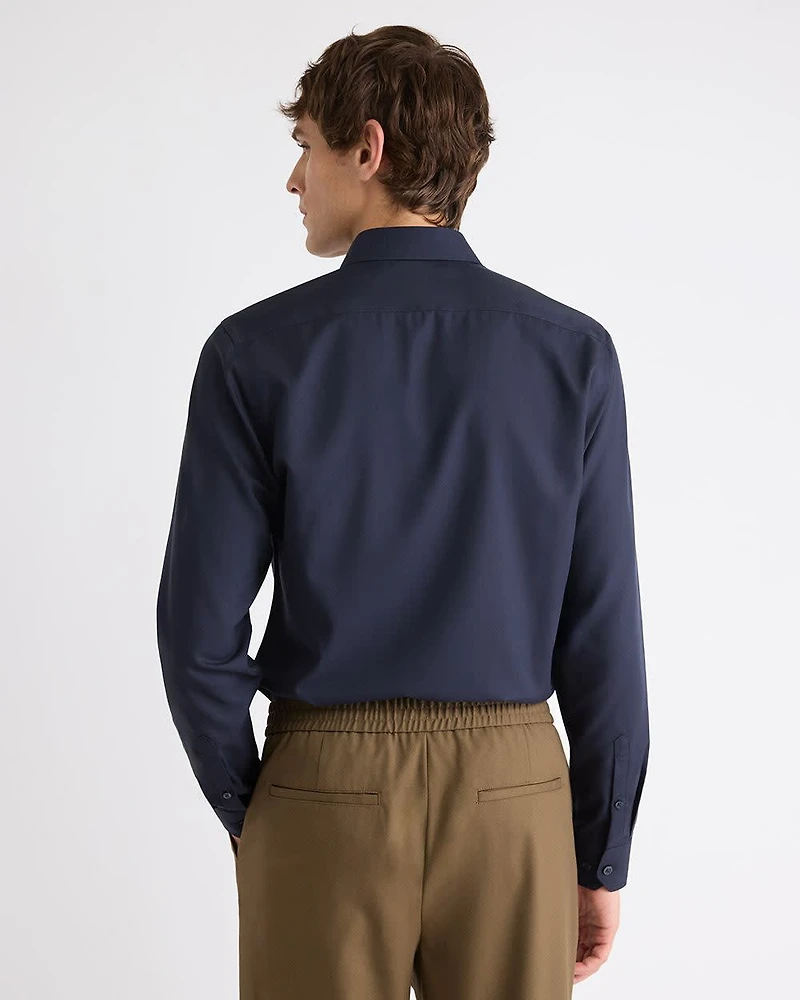 Slim-Fit Solid Cotton Modal Dress Shirt