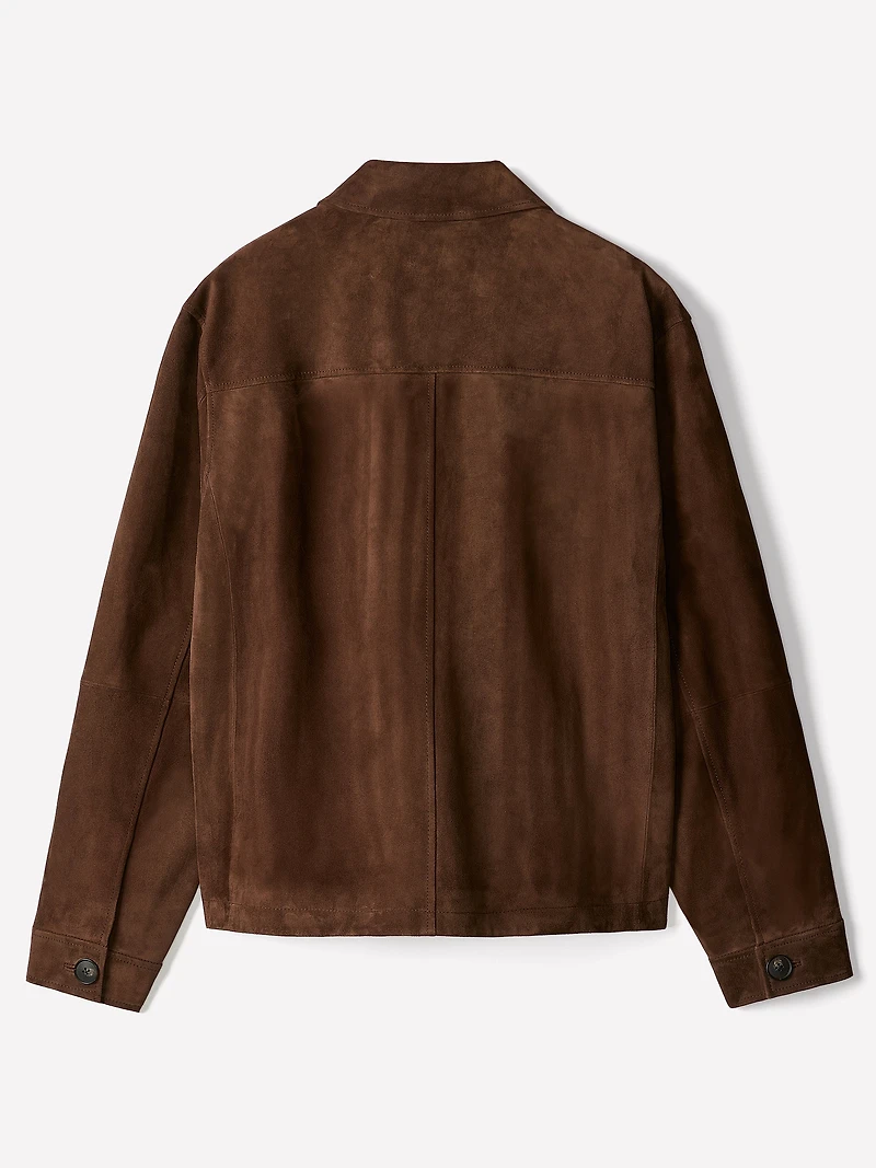 Suede Jacket with Shirt Collar