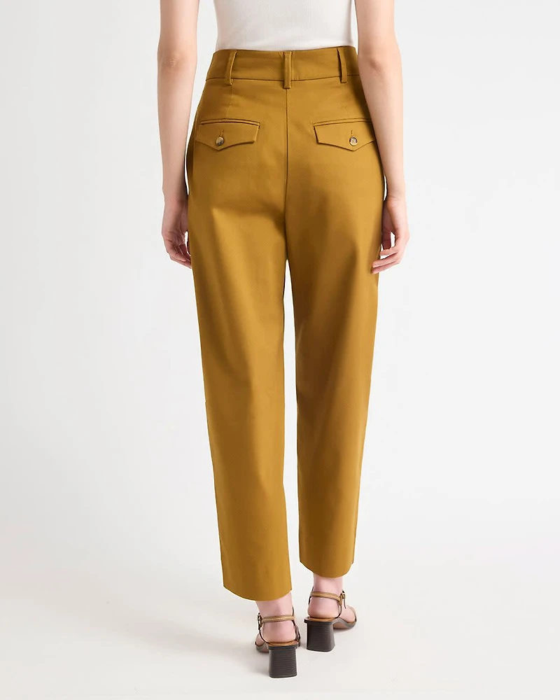 Twill High-Rise Barrel Ankle Pant