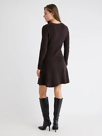 Long-Sleeve Crew-Neck Mini Sweater Dress