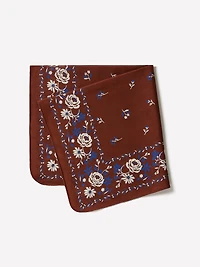 Foulard Carré en Mélange de Soie à Motif Fleuri