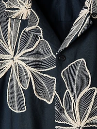 Chemise à Manches Courtes et Col Camp avec Détails Brodés