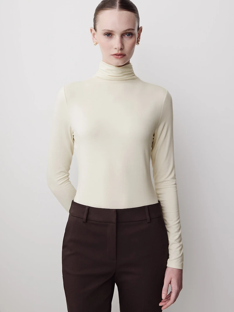 Long-Sleeve Mock-Neck Top