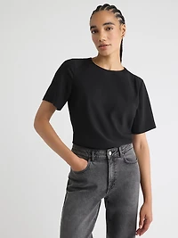 Blouse Bimatière à Manches Courtes et Col Rond