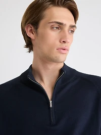 Pull à Col Montant Demi-Zip et Manches Longues