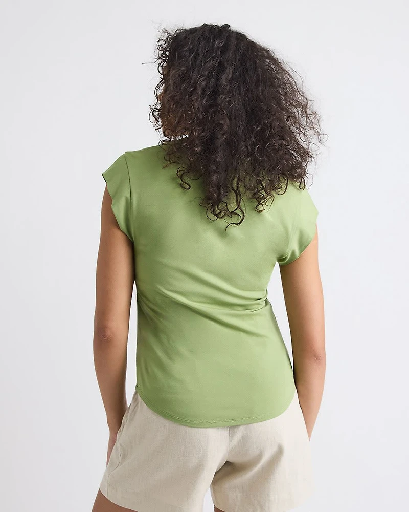 T-Shirt Classique à Manches Courtes et Col V