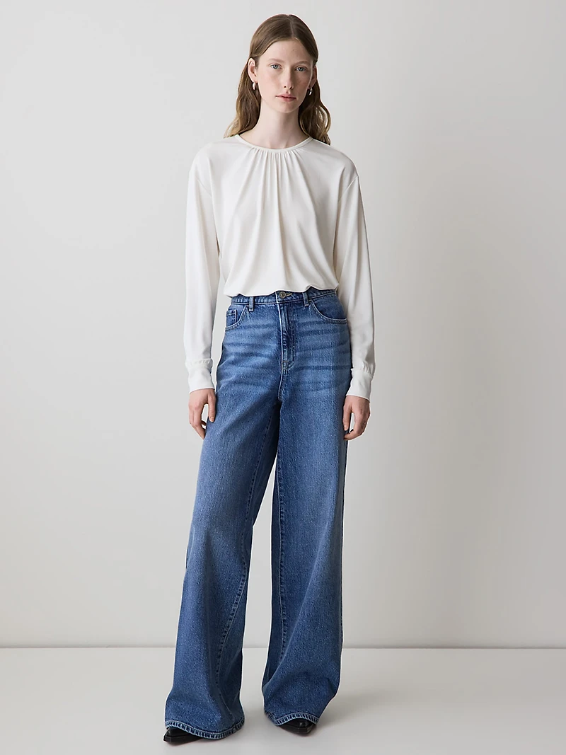 Haut à Manches Longues Col Rond Froncé