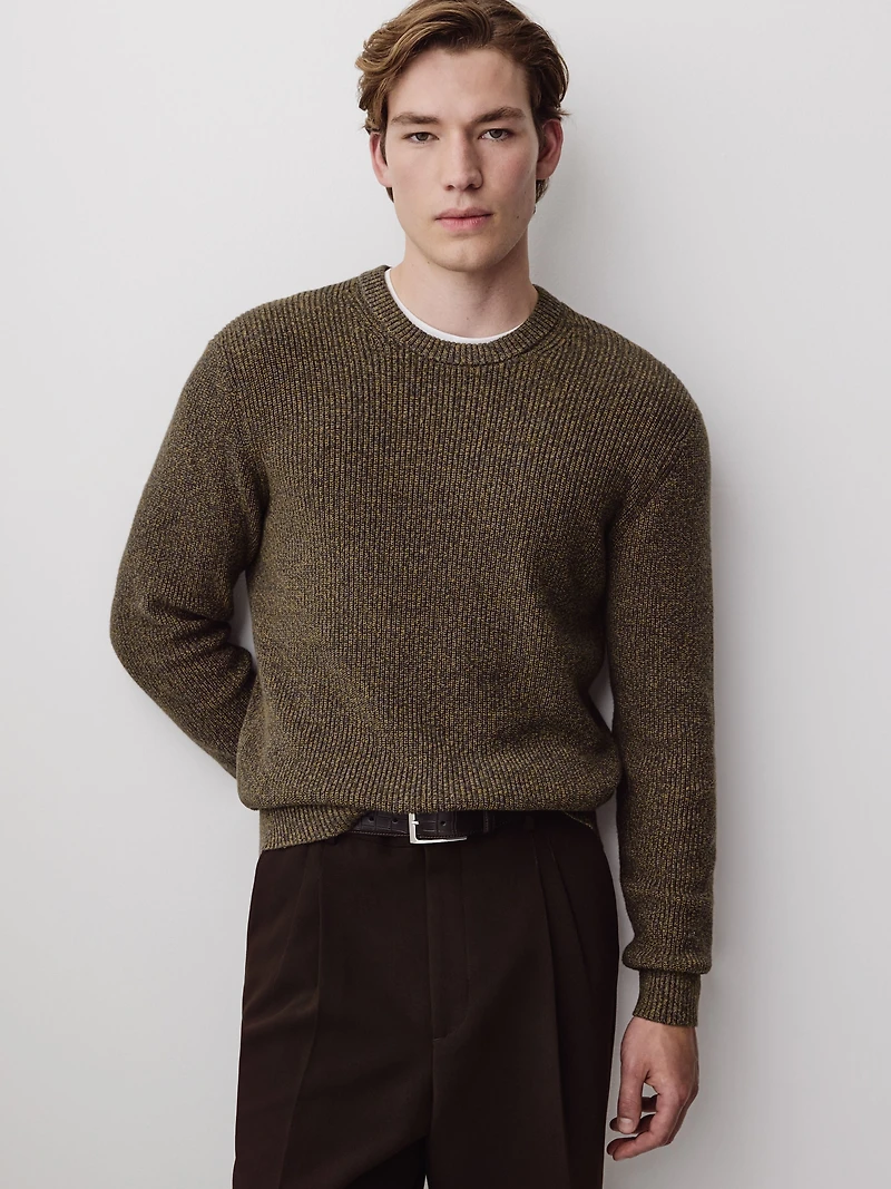 Cashmere-Blend Long-Sleeve Crew-Neck Sweater