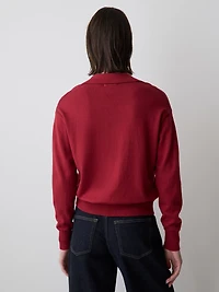 Polo à Manches Longues en Mélange de Laine