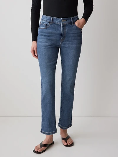 Jeans Skinny Bleu à Taille Mi-Haute