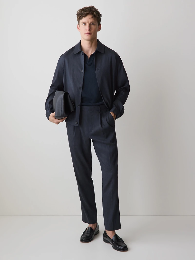 Polo en Mélange de Lin à Manches Courtes