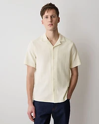 Short-Sleeve Textured Shirt with Camp Collar
