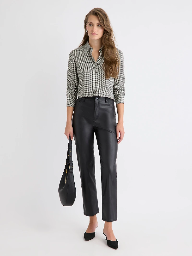 Plaid Long-Sleeve Buttoned-Down Blouse