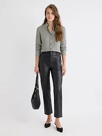 Plaid Long-Sleeve Buttoned-Down Blouse