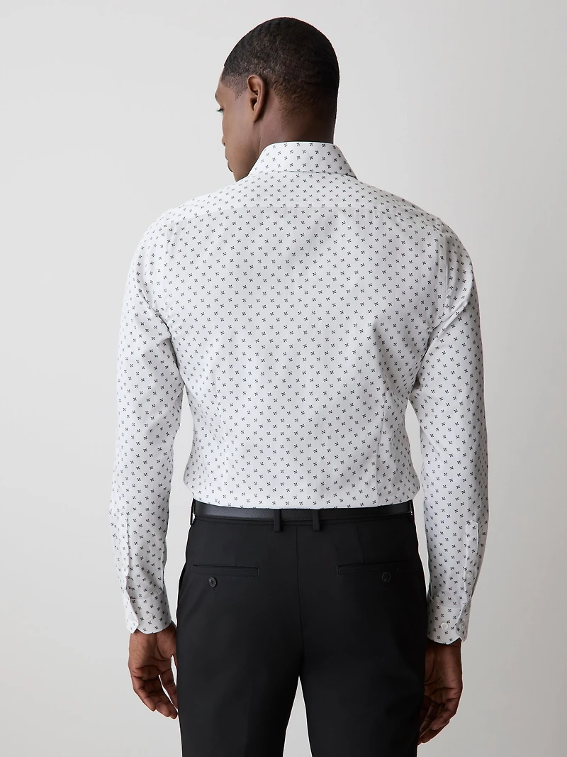 Chemise Habillée à Coupe Étroite Motif Floral Pois