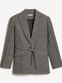 Oversized One-Button Tweed Blazer