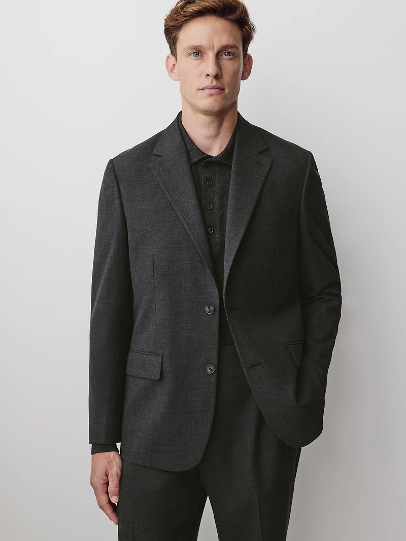 Veston de Complet à Coupe Droite en Tissu Technique