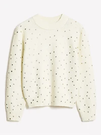 Pull en Laine à Manches Longues et Col Rond Pois Métalliques