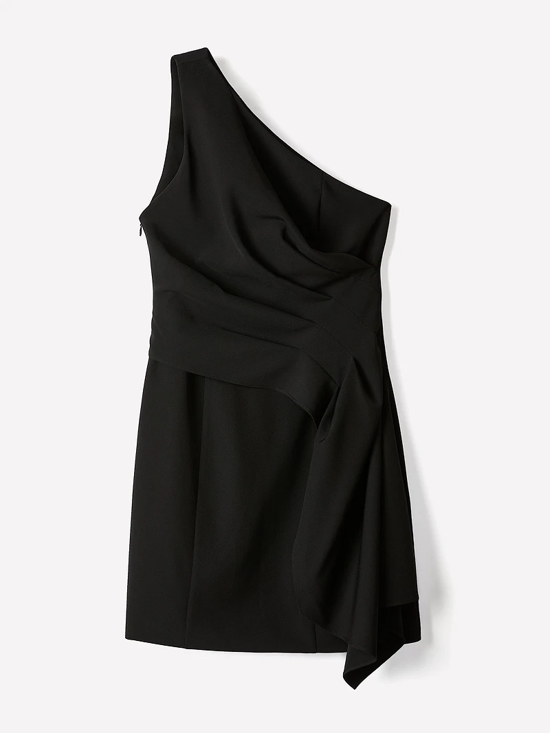 One-Shoulder Draped Mini Cocktail Dress