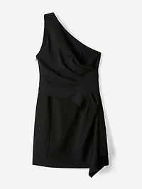 One-Shoulder Draped Mini Cocktail Dress